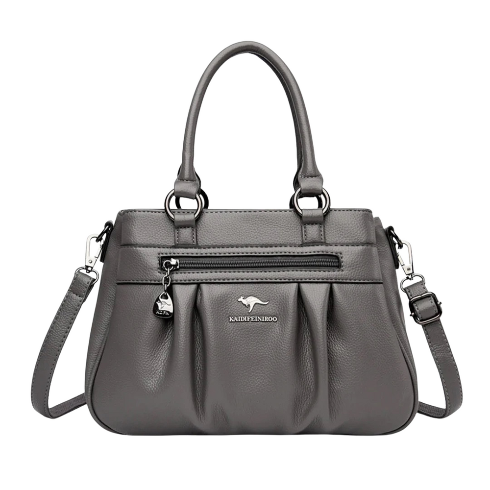 Women’s Pleated Leather Tote Handbag with Shoulder Strap | Clara
