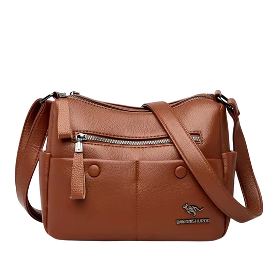 Women’s Multi-Pocket Leather Crossbody Bag with Front Zippers | Riley
