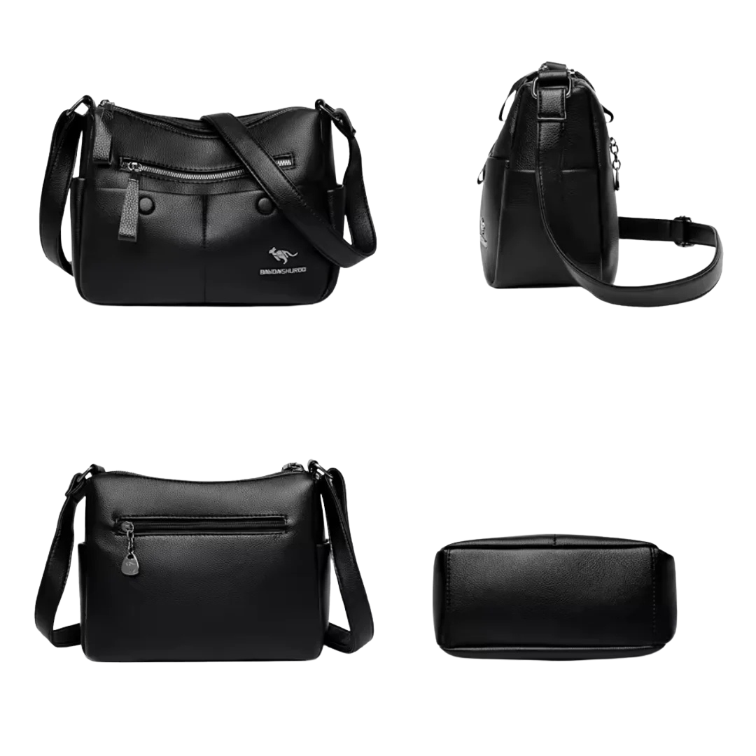 Women’s Multi-Pocket Leather Crossbody Bag with Front Zippers | Riley