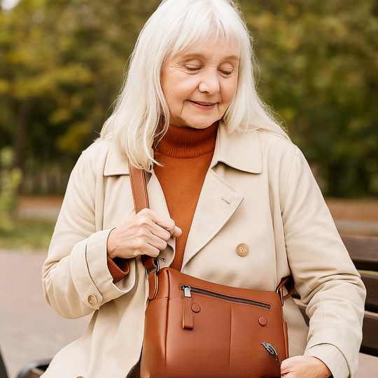 Women’s Multi-Pocket Leather Crossbody Bag with Front Zippers | Riley