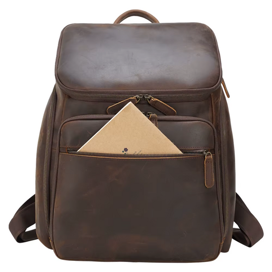 Men’s Vintage Crazy Horse Leather Laptop Backpack 15.6" | Nicholas