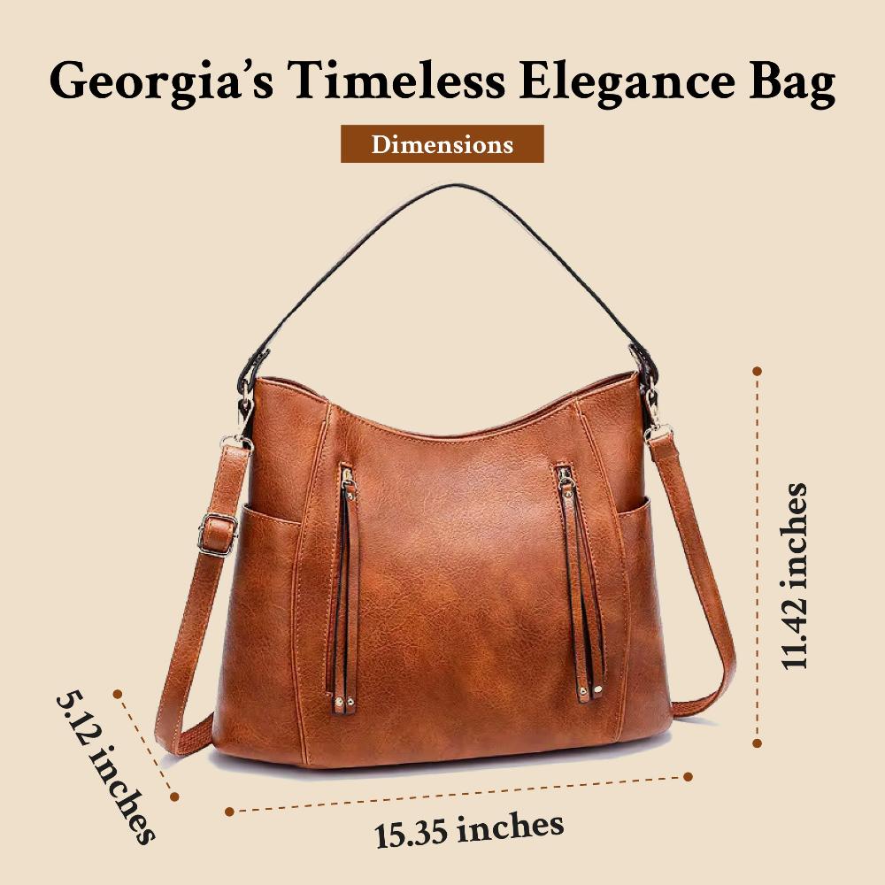 Women’s Large Brown Leather Hobo Shoulder Bag – Georgia’s Timeless Elegance Vintage Handbag