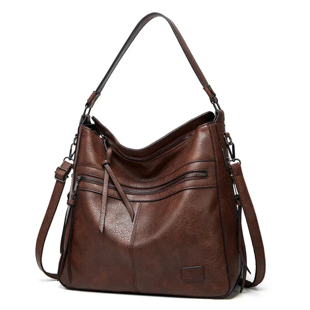 Women’s Large Brown Leather Hobo Shoulder Bag – Magda’s Exquisite Craft Luxury Handbag