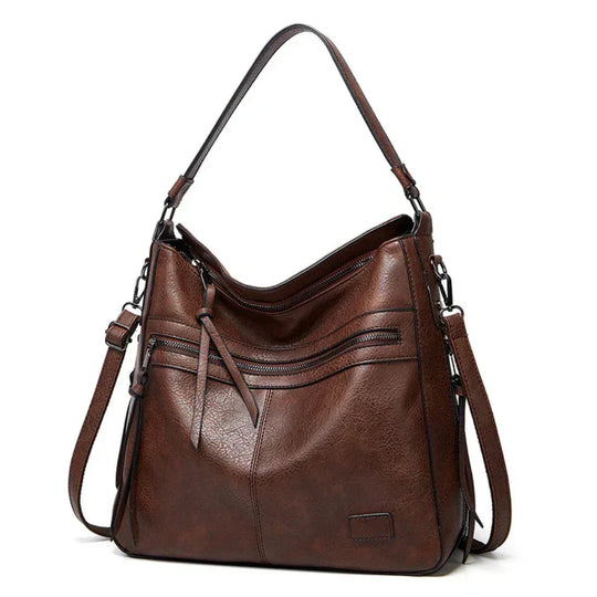 Women’s Large Brown Leather Hobo Shoulder Bag – Magda’s Exquisite Craft Luxury Handbag