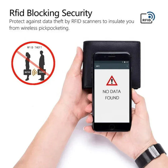 Men’s Slim Black Leather RFID Wallet – Atlas Minimalist Bifold Card Holder