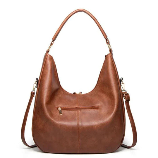 Women’s Large Brown Leather Hobo Shoulder Bag – Minerva’s Classic Versatility Vintage Handbag