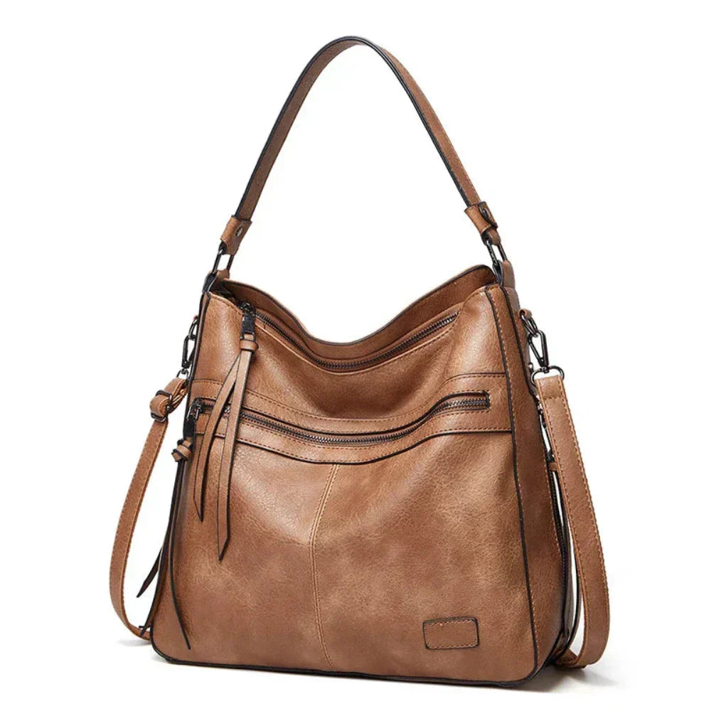 Women’s Large Brown Leather Hobo Shoulder Bag – Magda’s Exquisite Craft Luxury Handbag