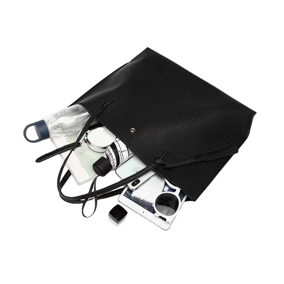 Women’s Large Navy Leather Tote Bag with Tassel | Tessa