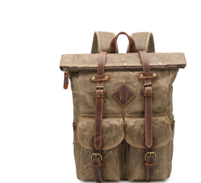 Unisex Vintage Waxed Canvas Leather Mountaineering Backpack 25L | Mitchell