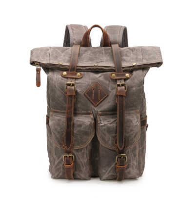 Unisex Vintage Waxed Canvas Leather Mountaineering Backpack 25L | Mitchell