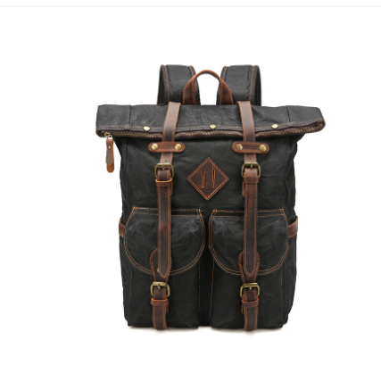 Unisex Vintage Waxed Canvas Leather Mountaineering Backpack 25L | Mitchell