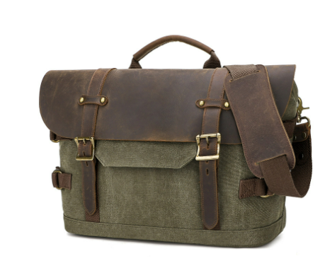 Unisex Multifunctional Waxed Canvas Leather Laptop Shoulder Bag | Trevor