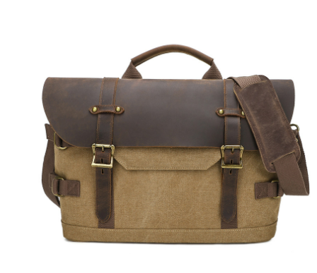 Unisex Multifunctional Waxed Canvas Leather Laptop Shoulder Bag | Trevor