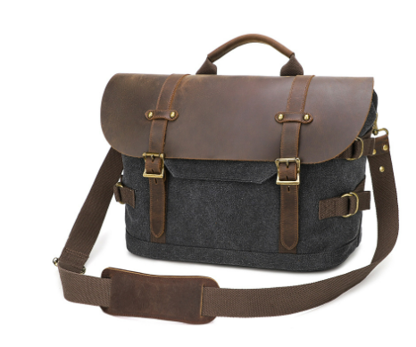 Unisex Multifunctional Waxed Canvas Leather Laptop Shoulder Bag | Trevor