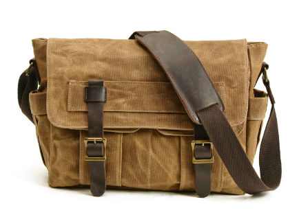 Men’s Vintage Waxed Canvas Leather Crossbody Shoulder Bag | Scott