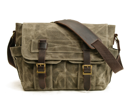 Men’s Vintage Waxed Canvas Leather Crossbody Shoulder Bag | Scott