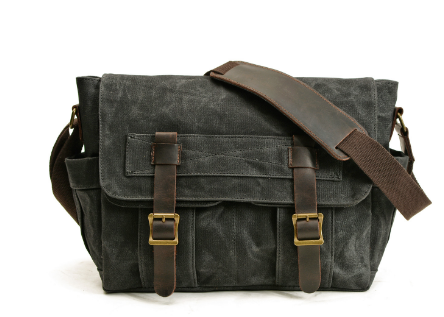 Men’s Vintage Waxed Canvas Leather Crossbody Shoulder Bag | Scott