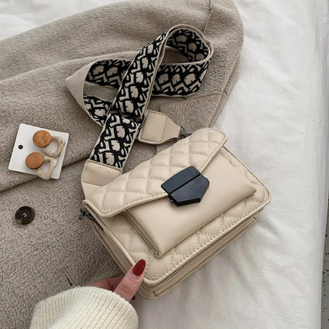 Women’s Quilted Black Leather Crossbody Bag | Racheal