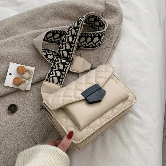 Women’s Quilted Black Leather Crossbody Bag | Racheal