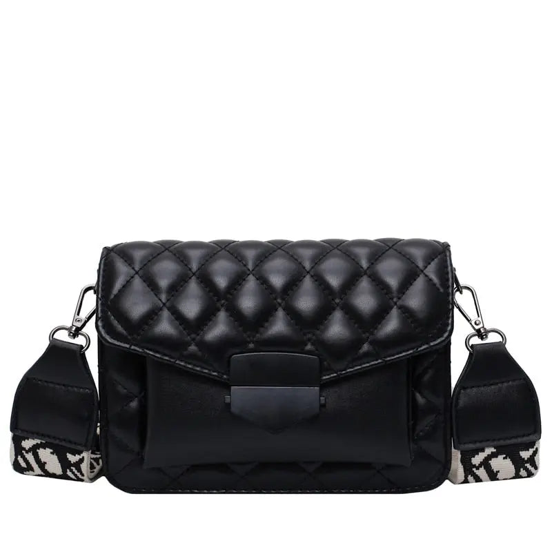 Women’s Quilted Black Leather Crossbody Bag | Racheal