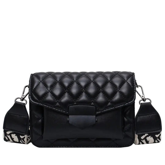 Women’s Quilted Black Leather Crossbody Bag | Racheal