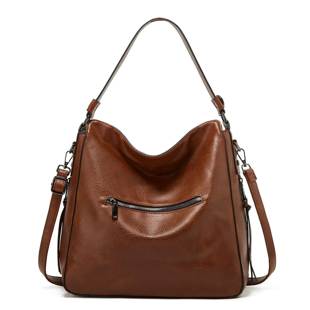 Women’s Brown Leather Hobo Shoulder Bag – Muriel’s Vintage Charm Crossbody Handbag