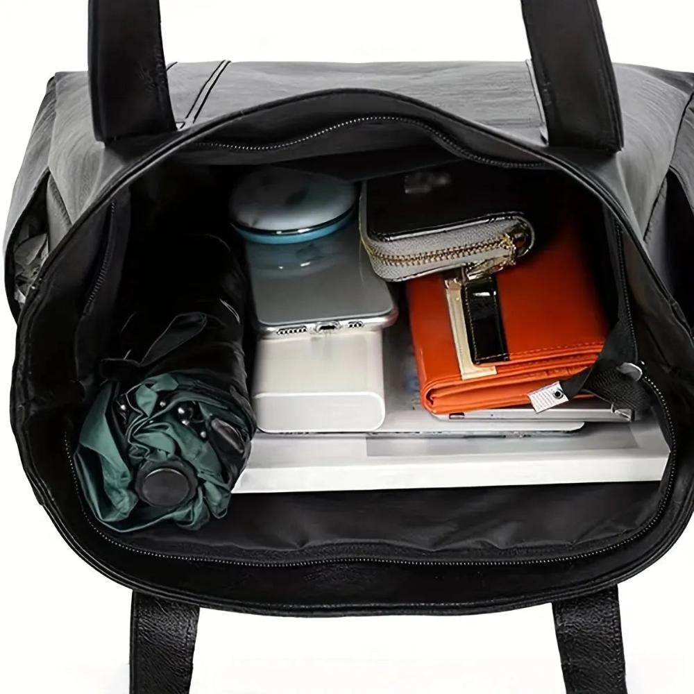 Women’s Large Brown Leather Work Tote Bag – Martha’s Timeless Elegance Office Shoulder Bag