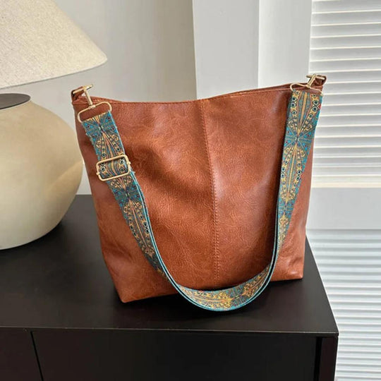 Women’s Brown Leather Hobo Shoulder Bag – Chelsey’s Vintage Charm Boho Strap Handbag