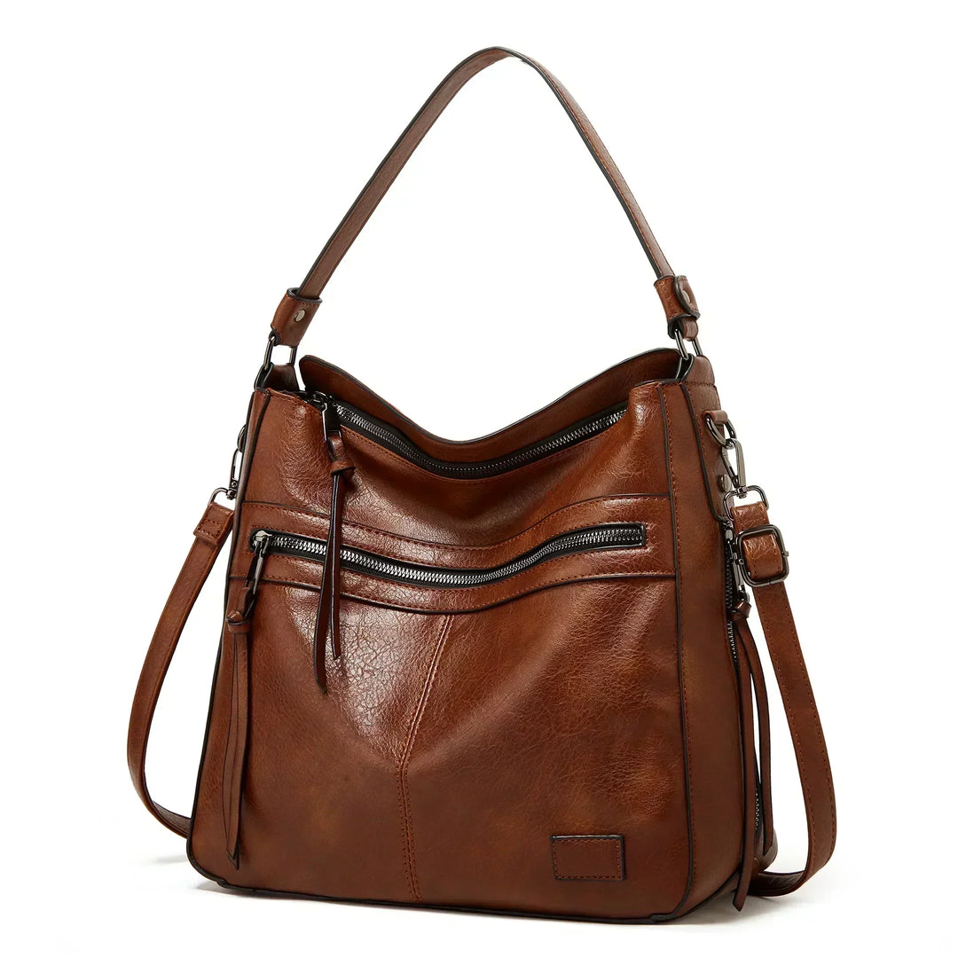 Women’s Brown Leather Hobo Shoulder Bag – Muriel’s Vintage Charm Crossbody Handbag