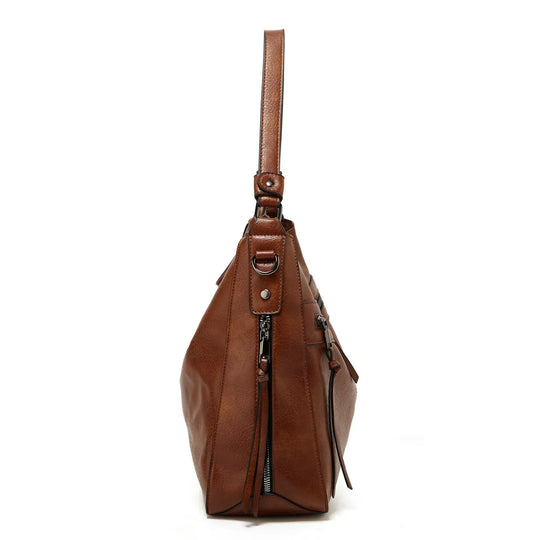 Women’s Brown Leather Hobo Shoulder Bag – Muriel’s Vintage Charm Crossbody Handbag