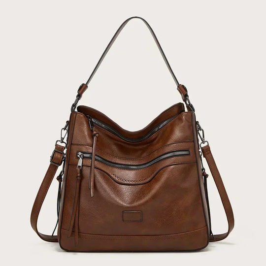 Women’s Brown Leather Hobo Shoulder Bag – Muriel’s Vintage Charm Crossbody Handbag