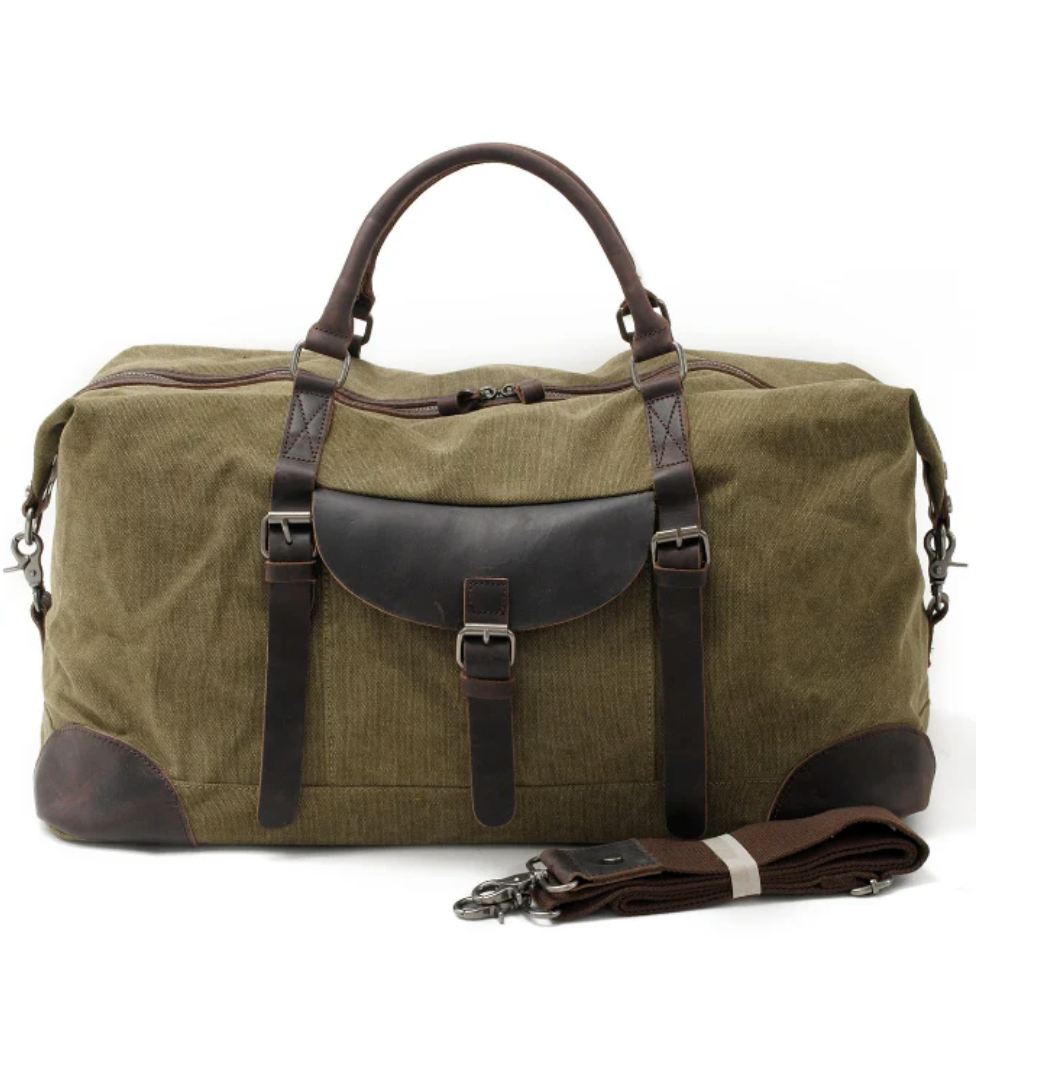 Men’s Large Canvas Leather Weekend Duffel Bag | Ronaldo