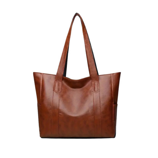 Women’s Large Leather Tote Handbag with Sleek Minimalist Design | Elena