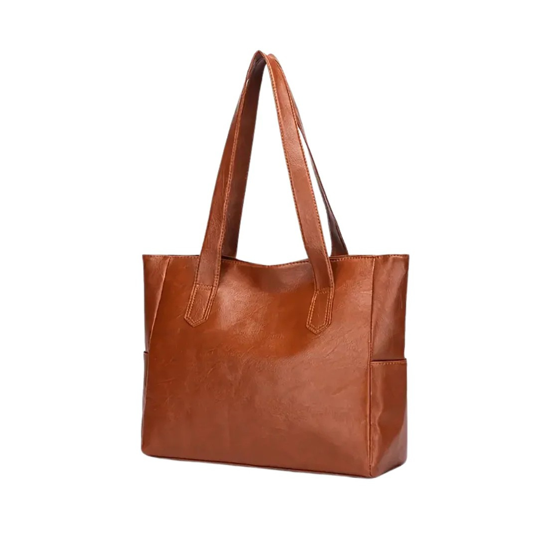 Women’s Large Leather Tote Handbag with Sleek Minimalist Design | Elena