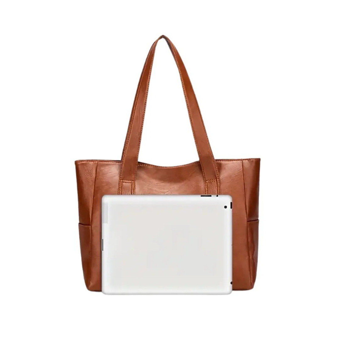 Women’s Large Leather Tote Handbag with Sleek Minimalist Design | Elena