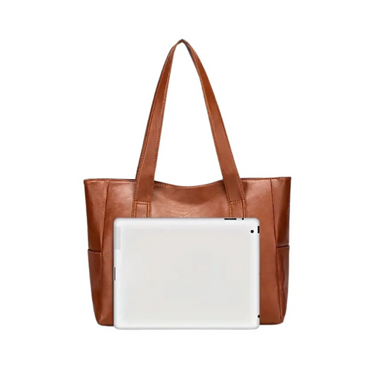 Women’s Large Leather Tote Handbag with Sleek Minimalist Design | Elena