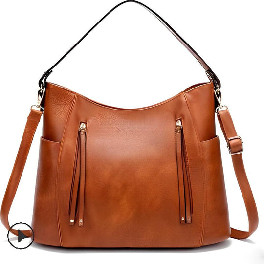 Women’s Large Brown Leather Hobo Shoulder Bag – Georgia’s Timeless Elegance Vintage Handbag