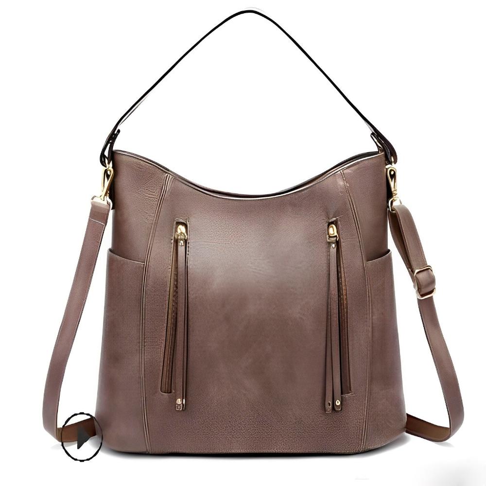 Women’s Large Brown Leather Hobo Shoulder Bag – Georgia’s Timeless Elegance Vintage Handbag