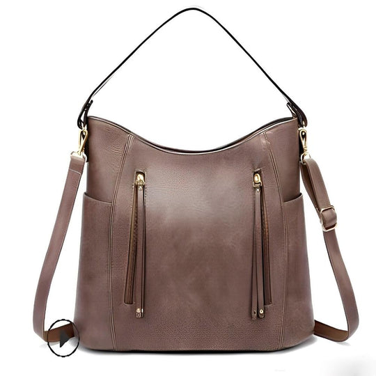 Women’s Large Brown Leather Hobo Shoulder Bag – Georgia’s Timeless Elegance Vintage Handbag