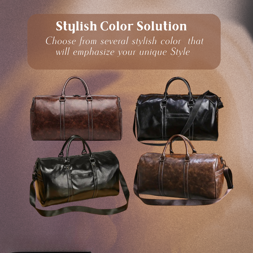 Men’s Brown Leather Weekender Travel Duffel Bag | Austin