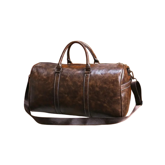 Men’s Brown Leather Weekender Travel Duffel Bag | Austin