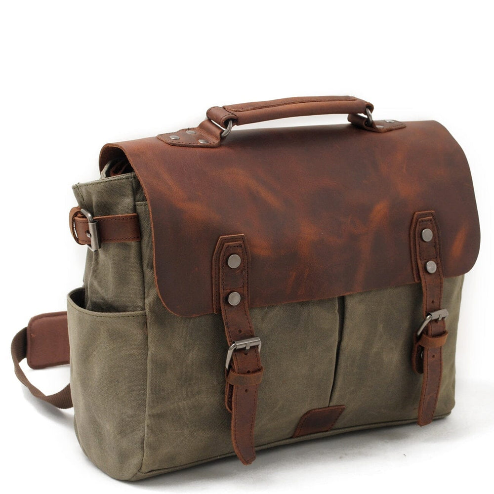 Men’s Vintage Waxed Canvas & Leather Messenger Bag | Alexander