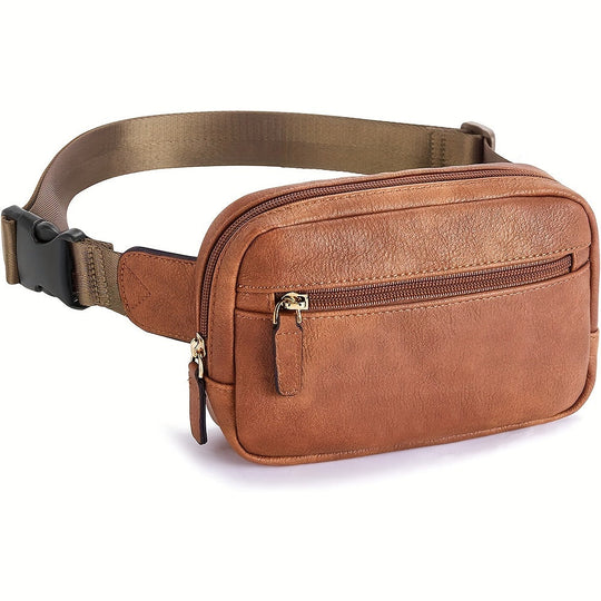 Unisex Brown Leather Fanny Pack – Aspen Sport Crossbody Waist Bag for Travel & Outdoor Activities
