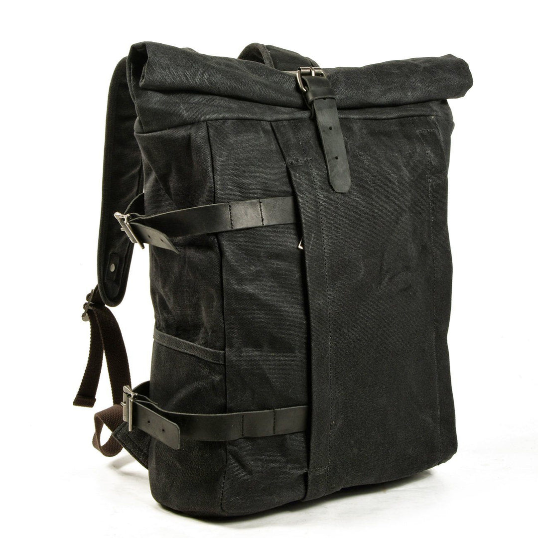 Unisex Large Waterproof Waxed Canvas Anti-Theft Roll-Top Backpack 20L | Peter