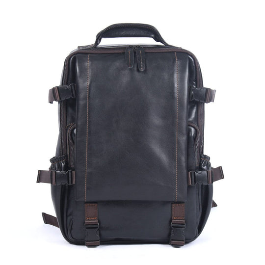 Men’s Slim Black Leather 15.6" Laptop Backpack | Matthew
