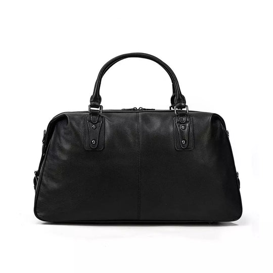 Men’s Black Leather Travel Duffle Bag | Justin