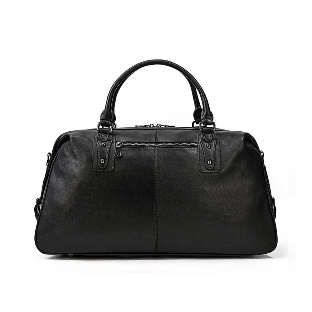 Men’s Black Leather Travel Duffle Bag | Justin