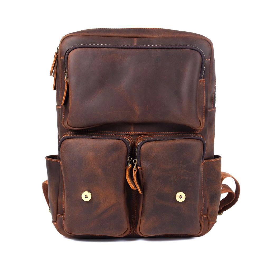 Men’s Retro Full-Grain Leather Travel Backpack | Robert
