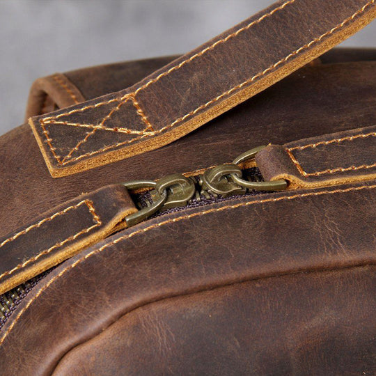 Unisex Premium Full-Grain Tan Leather Laptop Backpack | Jason