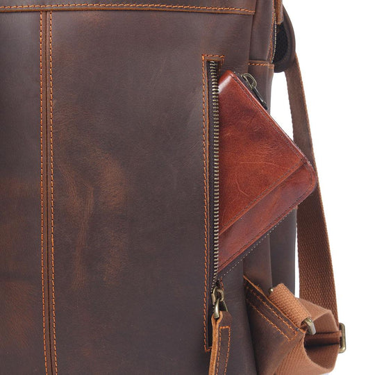 Men’s Retro Full-Grain Leather Travel Backpack | Robert
